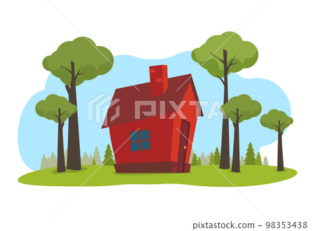Family home in flat style. Vector illustration. 98353438