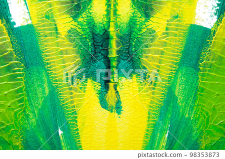 green yellow abstract acrylic painting color texture on white paper background by using rorschach inkblot method green yellow abstract acrylic painting color texture on white paper background by using rorschach inkblot method 98353873