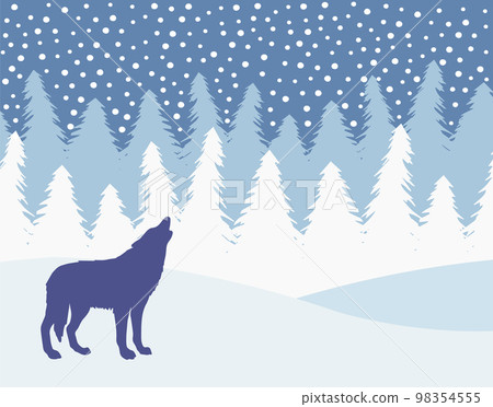Vector wolf silhouette isolated on winter Vector wolf silhouette isolated on winter 98354555