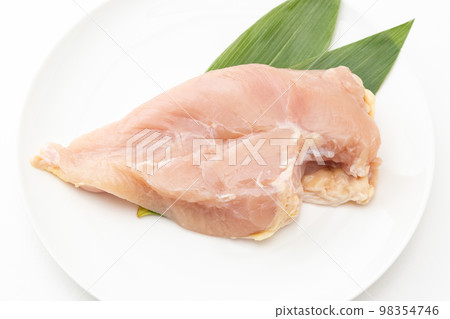 Young chicken breast white background Young chicken breast white background 98354746