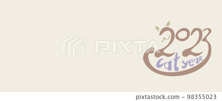 greeting card or banner with lettering happy new year of the water cat and kitty of numbers 2023 in hand draw style. Lunar zodiac symbol of Year of cat. Chinese New Year 2023 Christmas logo. Vector il greeting card or banner with lettering happy new year of the water cat and kitty of numbers 2023 in hand draw style. Lunar zodiac symbol of Year of cat. Chinese New Year 2023 Christmas logo. Vector il 98355023