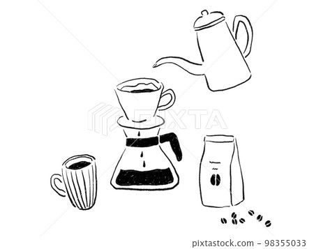 咖啡的線描插圖 98355033