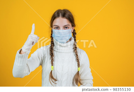 idea for vaccine. covid-19 and healthcare. girl in respirator medical mask. patient in safety item. hygiene on coronavirus pandemic. she needs virus vaccine. epidemic outbreak quarantine. lockdown idea for vaccine. covid-19 and healthcare. girl in respirator medical mask. patient in safety item. hygiene on coronavirus pandemic. she needs virus vaccine. epidemic outbreak quarantine. lockdown 98355130