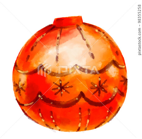 Christmas bauble ball red gold shiny decorative holiday season ornament watercolor painting illustration Christmas bauble ball red gold shiny decorative holiday season ornament watercolor painting illustration 98355258