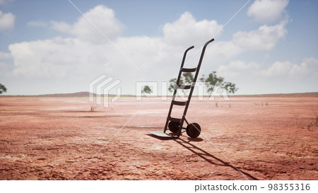 Small trolley cart in the desert Small trolley cart in the desert 98355316