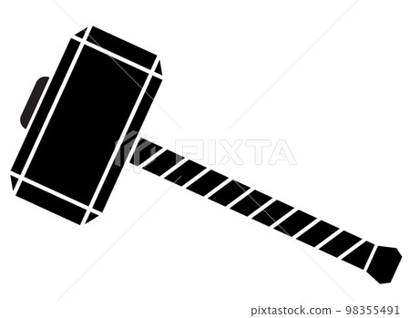 Hammer of Thor on white background. Mjolnir symbol. Red stage curtains sign. flat style. 98355491