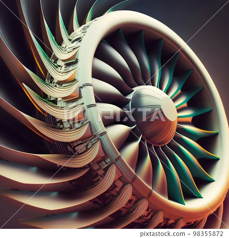 Airplane turbine closeup. Generative AI Airplane turbine closeup. Generative AI 98355872
