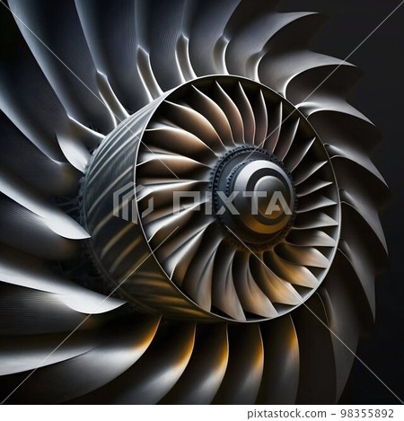 Airplane turbine closeup. Generative AI 98355892