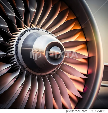 Airplane turbine closeup. Generative AI 98355893