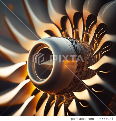Airplane turbine closeup. Generative AI 98355921