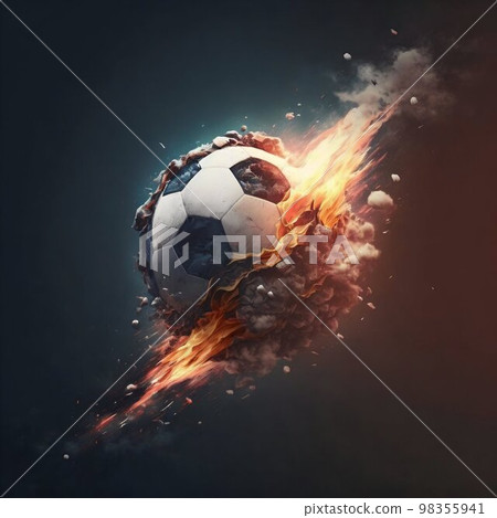 Soccer ball meteor. Generative AI 98355941