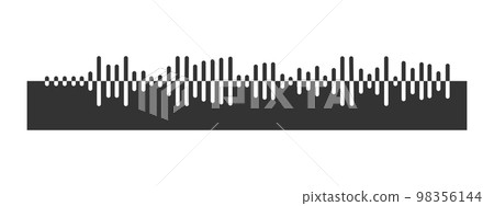 Sound wave icon. Audio file symbol isolated on white background. Pulse pictogram. Signal sign. Voice message. Messenger, online radio, podcast mobile app, media player element Sound wave icon. Audio file symbol isolated on white background. Pulse pictogram. Signal sign. Voice message. Messenger, online radio, podcast mobile app, media player element 98356144