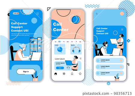 Client Screen Sample Call center concept onboarding screens for... - Stock Illustration ...