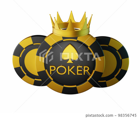 3D poker casino logo, luxury UI game golden icon, blackjack tournament button, VIP chip coin badge.  98356745