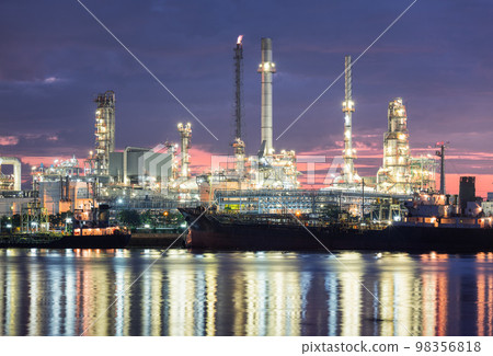 Oil gas refinery plant at twilight. 98356818