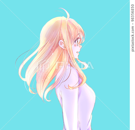 氣質柔和的女人,側臉,頭髮飄揚,風,逆光 氣質柔和的女人,側臉,頭髮飄揚,風,逆光 98356850