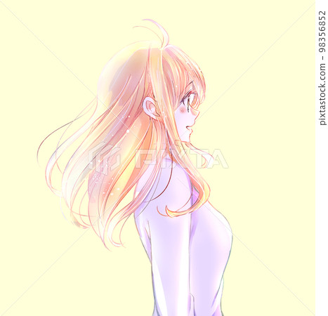 氣質柔和的女人,側臉,頭髮飄揚,風,逆光 氣質柔和的女人,側臉,頭髮飄揚,風,逆光 98356852