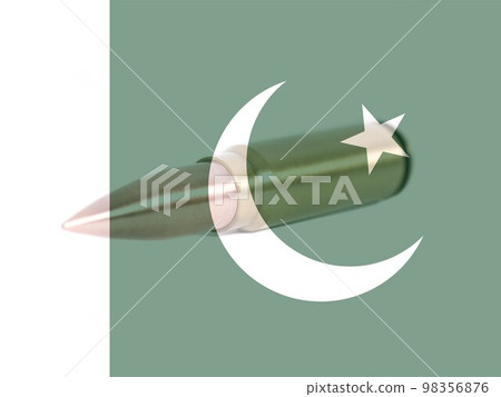 Bullet with Pakistan flag. Concept of Military conflict and war 98356876