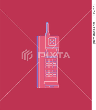 Vector flat icon of phone with keypad and display. Vector flat icon of phone with keypad and display. 98357442