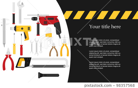 Repair and construction horizontal banners with tools icons. Repair and construction horizontal banners with tools icons. 98357568