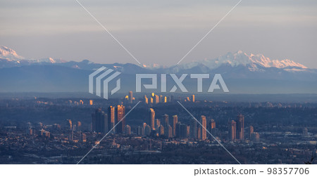 Brentwood Centre, City and Mountain Landscape in Background. Brentwood Centre, City and Mountain Landscape in Background. 98357706