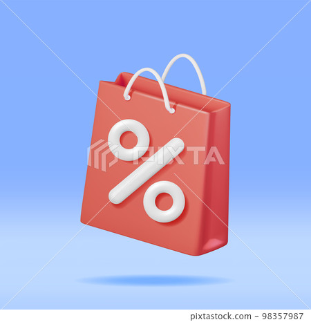 3D Shopping Bag with Percent Sign 98357987