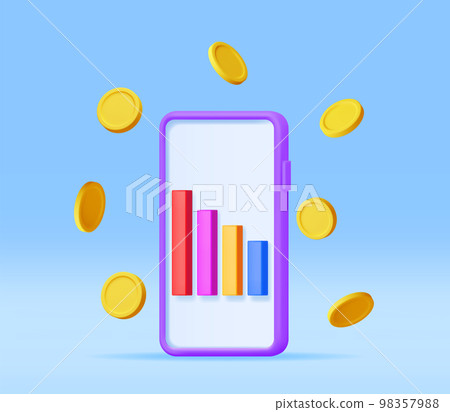 3D Growth Stock Diagram on Mobile Phone 98357988