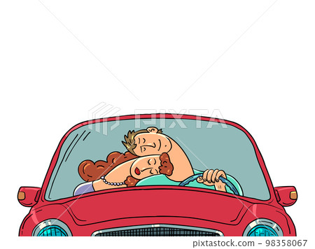 A man and a woman in love are driving together in a car. A married couple overcomes any obstacles together and moves towards a brighter future. A man and a woman in love are driving together in a car. A married couple overcomes any obstacles together and moves towards a brighter future. 98358067