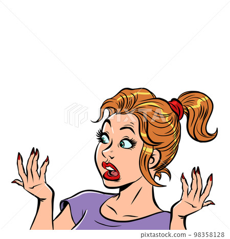 Surprised frightened woman. Bad news, information. human emotions 98358128