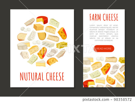 Organic Farm Cheese Banner Design with Milk Product Vector Template 98358572