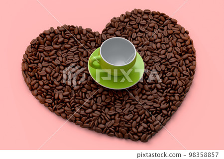 Ceramic coffee cup with coffee for americano, espresso, mocha, latte on pink 98358857