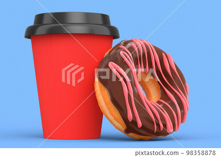 Paper coffee cup for cappuccino, americano, espresso, mocha, latte on blue 98358878
