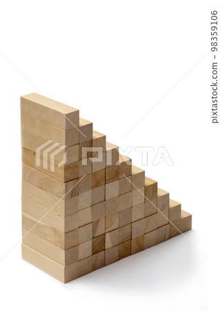 Geometric figure made of wooden bars on a white background 98359106