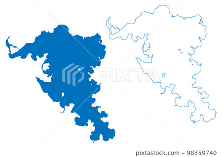 Lake Tumba (Africa, Democratic Republic of the Congo, Congo-Kinshasa, DR Congo) map vector illustration, scribble sketch Ntomba map 98359740