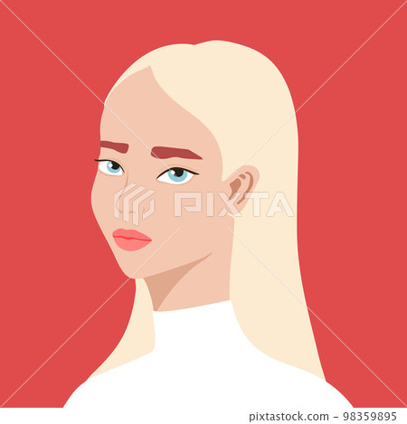 Portrait of a beautiful half turn woman. Young blonde girl. Fashion and beauty. Female. Avatar for social networks. Bright art. Flat style 98359895