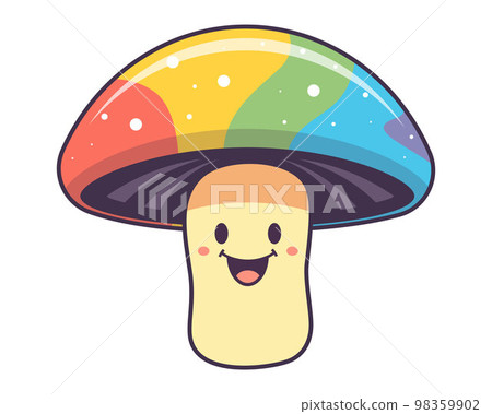 rainbow cheerful mushroom character. hallucinogenic toadstool. rainbow cheerful mushroom character. hallucinogenic toadstool. 98359902