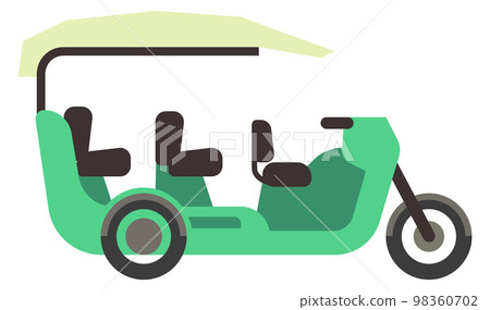 Passenger tricycle icon. Green asian city transport 98360702