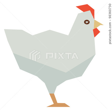 White hen icon. Polygonal farm bird. Chicken animal White hen icon. Polygonal farm bird. Chicken animal 98360730