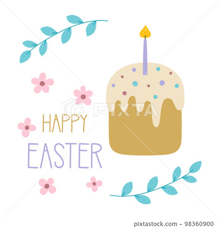 greeting card with easter cake, flat style 98360900