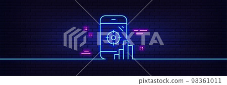 Neon light glow effect. Seo phone line icon. Search engine optimization sign. Aim target symbol. 3d line neon glow icon. Brick wall banner. Seo phone outline. Vector Neon light glow effect. Seo phone line icon. Search engine optimization sign. Aim target symbol. 3d line neon glow icon. Brick wall banner. Seo phone outline. Vector 98361011