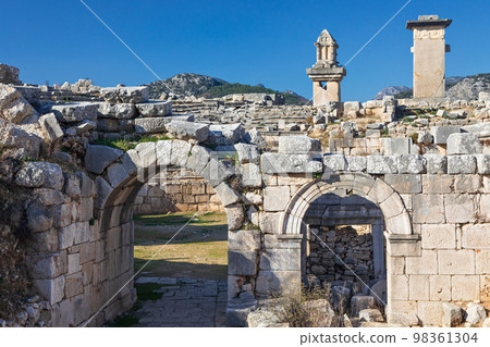 View of Xanthos ancient city - part of Lycian way. 98361304