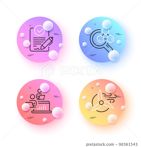 Teamwork, Chemistry lab and Rfp minimal line icons. 3d spheres or balls buttons. Windmill turbine icons. For web, application, printing. Networking, Lab research, Request for proposal. Vector Teamwork, Chemistry lab and Rfp minimal line icons. 3d spheres or balls buttons. Windmill turbine icons. For web, application, printing. Networking, Lab research, Request for proposal. Vector 98361543