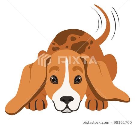 Funny dog with moving tail. Cartoon playful puppy 98361760