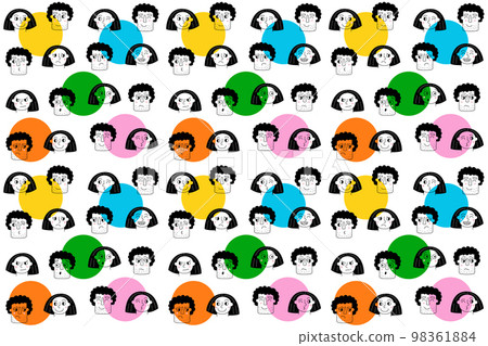 Couple in love pattern. Guy and girl face Couple in love pattern. Guy and girl face 98361884