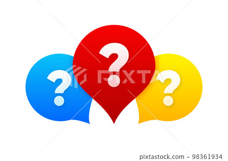 FAQ concept. Banner with question marks. Searching solutions, useful information, customer support, solving problem, choice. Vector illustration. 98361934