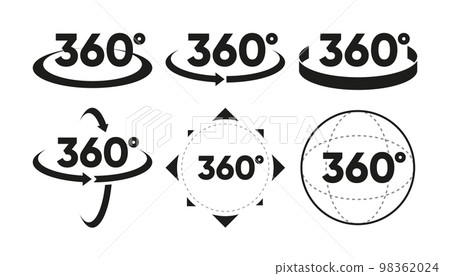360 Degrees View related line icon set.... - Stock Illustration ...