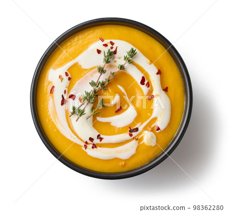 bowl of vegetable cream soup 98362280