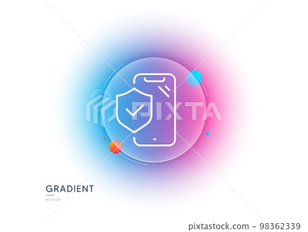 Phone insurance hand line icon. Gradient blur button with glassmorphism. Risk coverage sign. Device protection symbol. Transparent glass design. Phone insurance line icon. Vector Phone insurance hand line icon. Gradient blur button with glassmorphism. Risk coverage sign. Device protection symbol. Transparent glass design. Phone insurance line icon. Vector 98362339