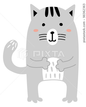 Cute cat drawing. Gray pet. Fluffy animal Cute cat drawing. Gray pet. Fluffy animal 98362363