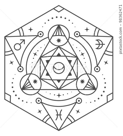 Mystical element. Ancient ritual shape. Esoteric tattoo Mystical element. Ancient ritual shape. Esoteric tattoo 98362471